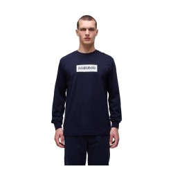 Napapijri  S-BOX LOGO LS T-Shirt Uomo Girocollo Manica Lunga Blu Marine