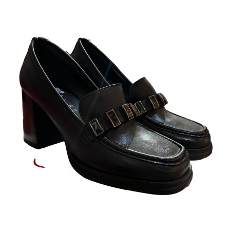 Braccialini Tua L26 Mocassini Donna Con Tacco Con Accessorio Black