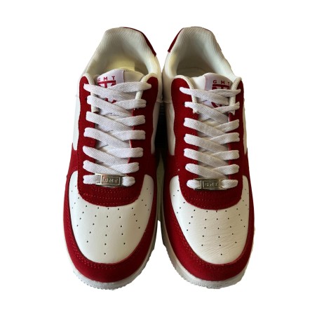 Gai Mattiolo GMT-3 Sneakers Uomo In Vera Pelle  e Camoscio Bianco Rosso
