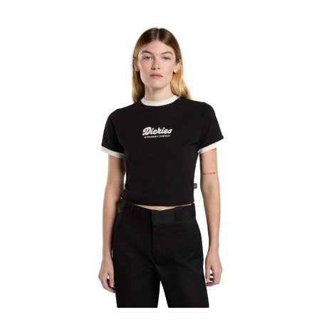 Dickies DK0A4Z8IBLK1 LEWISTOWN RINGERS T Shirt Donna Mezza Manica Black