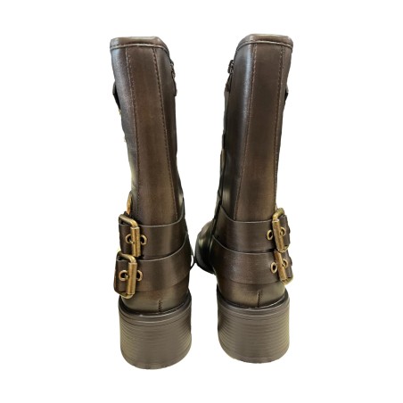 Gold & Gold GR453 Stivaletti Donna Con Zip Laterale Caffe