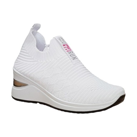 Enrico Coveri CSW416348 GIADA LUREX Sneaker Donna Con Zeppa Senza Lacci White 