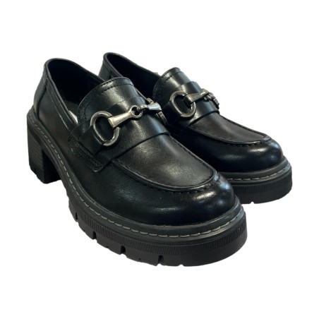 Sara Lòpez SL42MO 304 Mocassini Donna Platform Con Tacco Medio Nero 