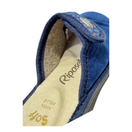 Riposella STELLA I WA03BX Ciabatte Donna Con Strappo Animalier Blu
