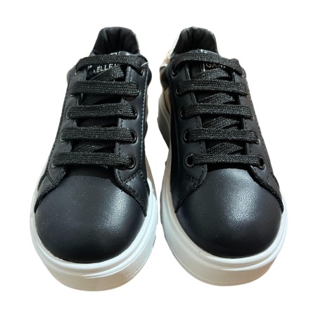 Gaelle Beauty GS0039L Scarpe Bambina Sneaker Stringate con Dettaglio Argento Nero