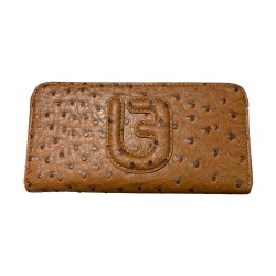 LA FILLE DES FLEURS PLACIDAOS/15 2 Portafoglio Placida Ostrich Line Donna Made in Italy Brown