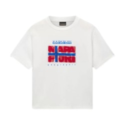 Napapijri K S-SELLA SS T-Shirt Bambino Mezza Manica White Heron