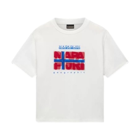 Napapijri K S-SELLA SS T-Shirt Bambino Mezza Manica White Heron