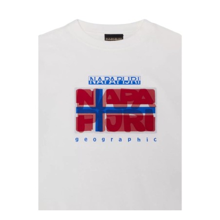 Napapijri K S-SELLA SS T-Shirt Bambino Mezza Manica White Heron