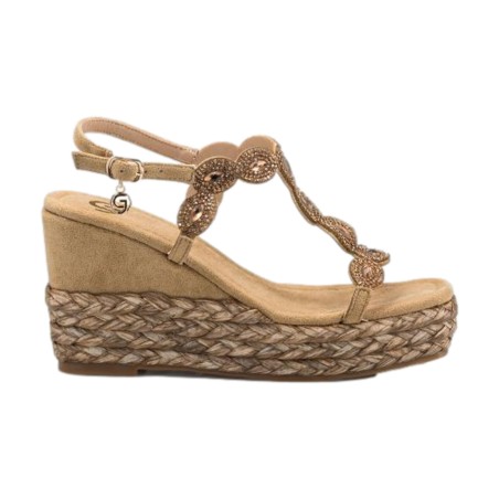 Gold & Gold GH08 Sandali Donna con Zeppa Platform Camel