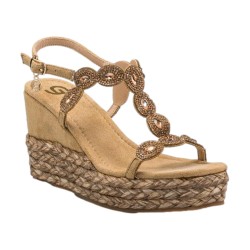 Gold & Gold GH08 Sandali Donna con Zeppa Platform Camel 2