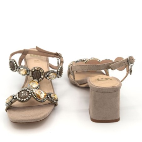 Gold & Gold GH12 Scarpe Donna Sandali Gioiello con Tacco Medio Khaki