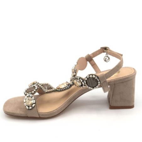 Gold & Gold GH12 Scarpe Donna Sandali Gioiello con Tacco Medio Khaki