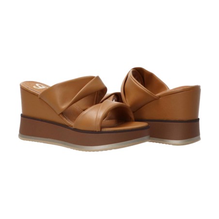 Gold & Gold GU249 Scarpe Donna Sandalo con Zeppa Alta Camel