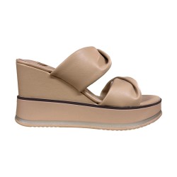 Gold & Gold GU249 Scarpe Donna Sandalo con Zeppa Alta Beige