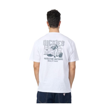 Dickies BRICKLANE SS TEE T-Shirt Uomo Con Stampa Su Retro Bianco