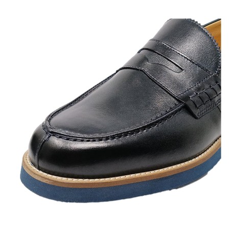 EXTON 2102 Vienna Mocassini Uomo In Pelle Blu