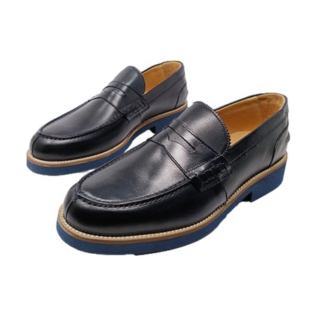 EXTON 2102 Vienna Mocassini Uomo In Pelle Blu