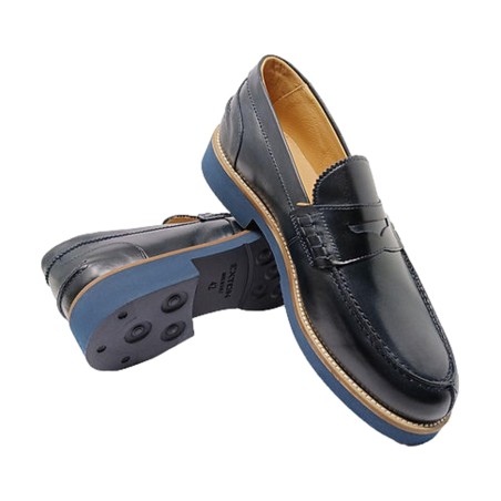 EXTON 2102 Vienna Mocassini Uomo In Pelle Blu