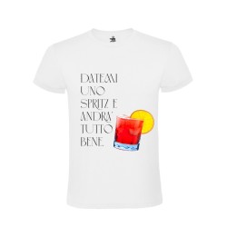 MOODLess MLSPZW T-Shirt in Cotone Bianco Datemi un Spritz e Andrà Tutto Bene