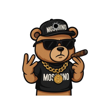 MOODLess MLMSKW T-Shirt in Cotone Bianco Teddy Gangsta 