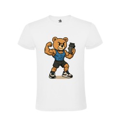 MOODLess MLTDGBW T-Shirt in Cotone Bianco Teddy Gym Bro