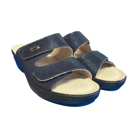 POLYFLEX 5507.36 Ciabatte Donna Made in Italy Doppia Fascia Regolabile Blu