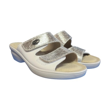 POLYFLEX 5507.36 Ciabatte Donna Made in Italy Doppia Fascia Regolabile Argento