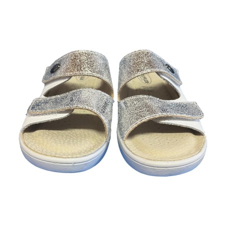 POLYFLEX 5507.36 Ciabatte Donna Made in Italy Doppia Fascia Regolabile Argento