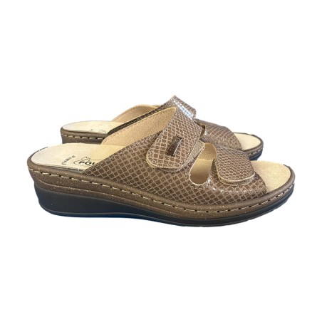 POLYFLEX 313B Ciabatte Donna Made in Italy Plantare Estraibile e Doppia Fascia Regolabile Tortora
