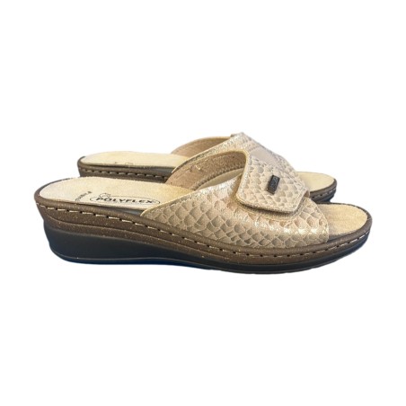 POLYFLEX 317B Ciabatte Donna Made in Italy Plantare Estraibile e Fascia Regolabile Beige