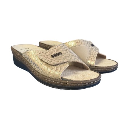 POLYFLEX 317B Ciabatte Donna Made in Italy Plantare Estraibile e Fascia Regolabile Beige