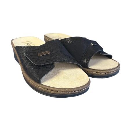 POLYFLEX 317B Ciabatte Donna Made in Italy Plantare Estraibile e Fascia Regolabile Nero