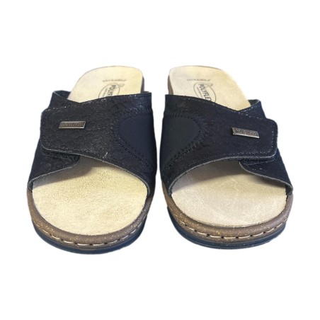 POLYFLEX 317B Ciabatte Donna Made in Italy Plantare Estraibile e Fascia Regolabile Nero