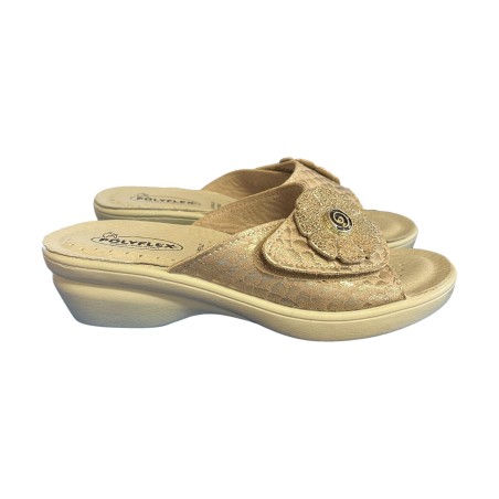 POLYFLEX 5511.36 Ciabatte Donna Made in Italy Fascia Regolabile Beige