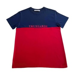  Trussardi TRU25 MTS02 Bicolor T-SHIRT Con Logo Navy Red