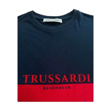  Trussardi TRU25 MTS02 Bicolor T-SHIRT Con Logo Navy Red