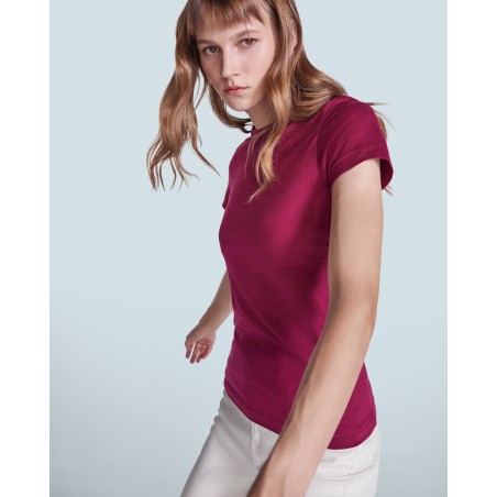 Roly JAMAICA T-Shirt Donna Basic Tinta Unita in Cotone ROSA