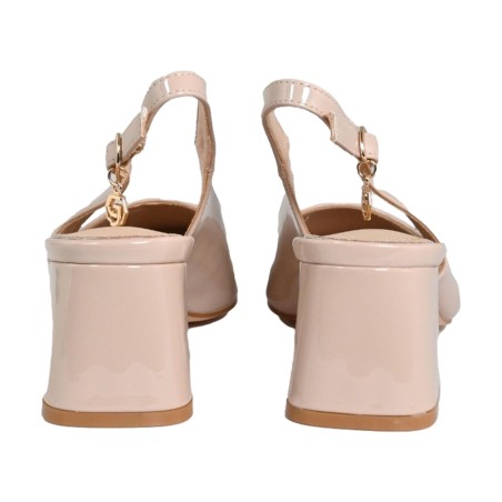 Gold & Gold GD13 Sandali Donna Tacco Cinturino alla Caviglia in Vernice Nude