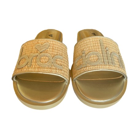 Braccialini Tua BA92 Ciabatta Donna Con Logo Gold