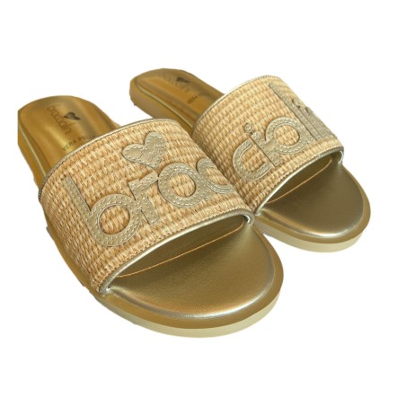 Braccialini Tua BA92 Ciabatta Donna Con Logo Gold