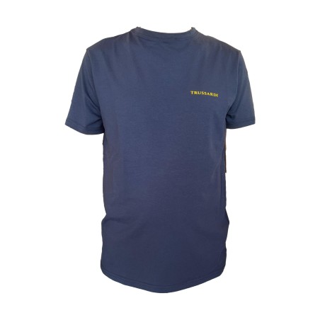  Trussardi TRU25 MTS03 Brusch T-SHIRT Con Logo e Stampa sul Retro Navy