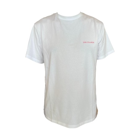  Trussardi TRU25 MTS03 Brusch T-SHIRT Con Logo e Stampa sul Retro White
