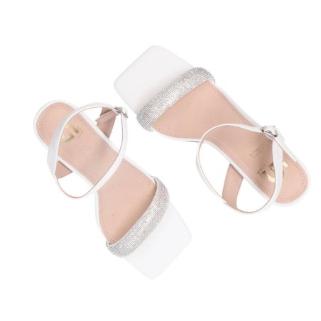 Gold & Gold GY375 Sandali Donna Tacco Alto con Strass Bianco