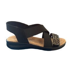 POLYFLEX 8044.17 Sandalo Donna Made in Italy Plantare Soft Nero