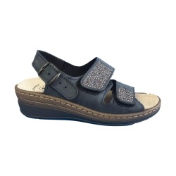 POLYFLEX 333B Sandalo Donna Made in Italy Plantare Estraibile Fascia Regolabile Blu