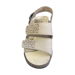 POLYFLEX 333B Sandalo Donna Made in Italy Plantare Estraibile Fascia Regolabile Beige 2