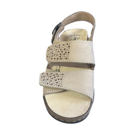 POLYFLEX 333B Sandalo Donna Made in Italy Plantare Estraibile Fascia Regolabile Beige