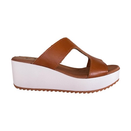 Miss Desiree SUL/5133 Sandalo Donna Con Zeppa Cuoio/Platino