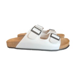 EASY WOLK 335A  580 Scarpe Uomo Ciabatta Doppia Fascia Made in Italy Comfort Bianco